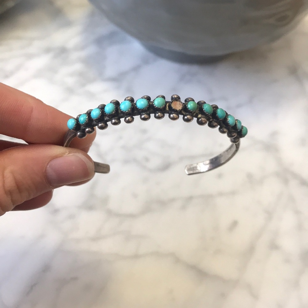 Vintage turquoise cuff leafs